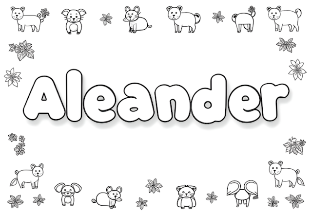 A coloring page of Aleander’s Animal Friends Coloring Page