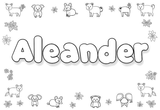 Aleander’s Animal Friends Coloring Page