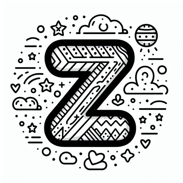 A coloring page of Z: Dreamy Doodles Coloring Fun