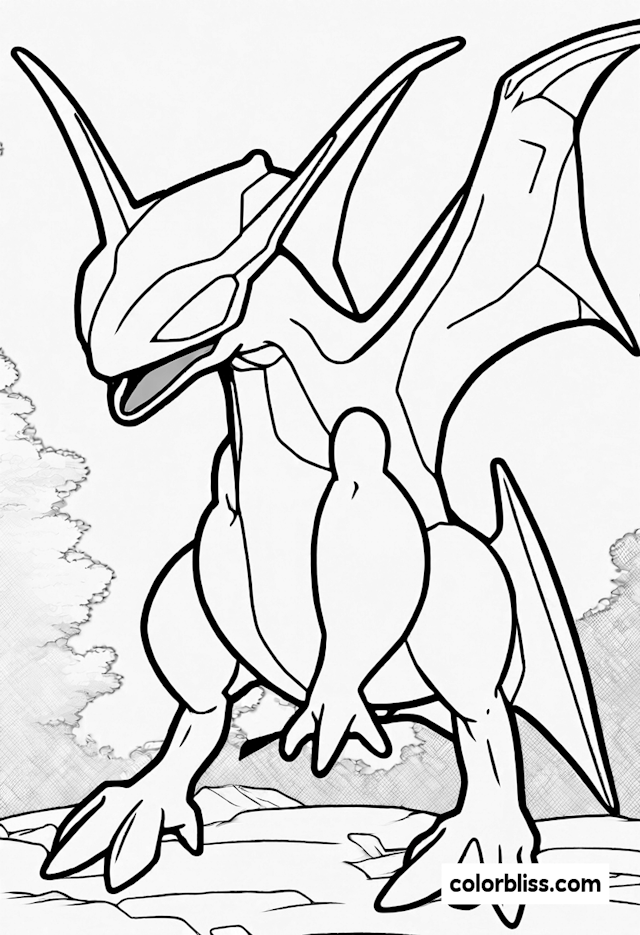 Aerodactyl Soars: Prehistoric Adventure Coloring Page