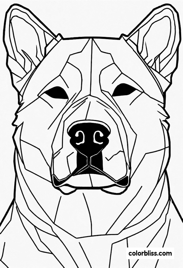 A coloring page of Geometric Dog Coloring Page