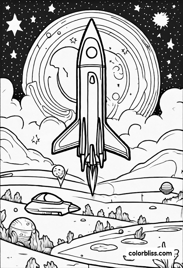 Rocket’s Space Adventure Coloring Page