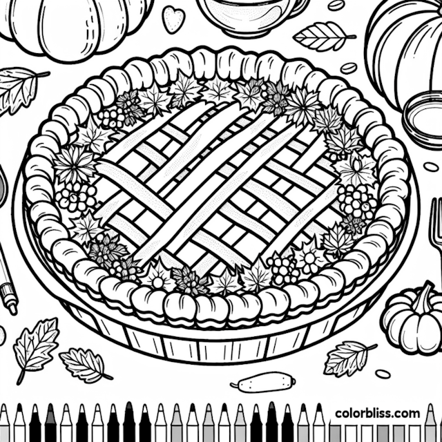 A coloring page of “Autumn Harvest Pie Coloring Page”