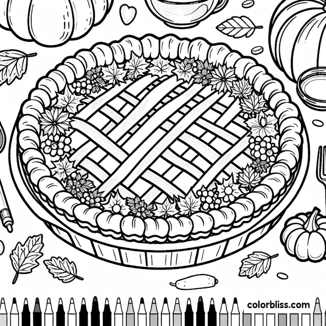 “Autumn Harvest Pie Coloring Page”