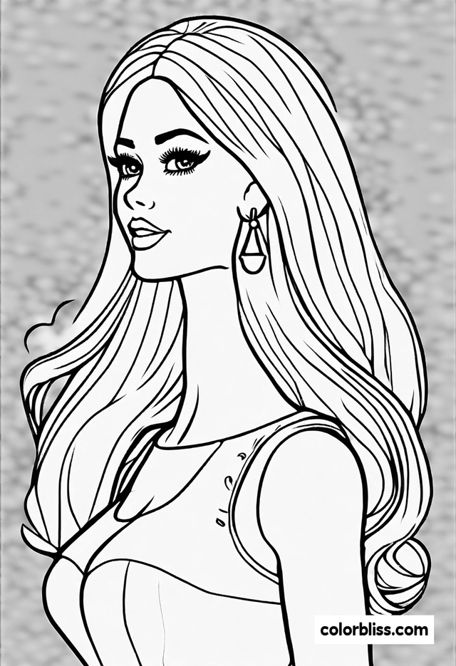 Elegant Barbie Coloring Page