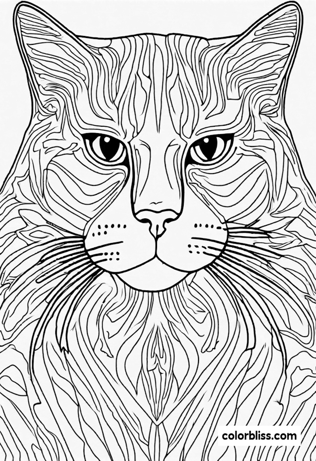 Majestic Cat Portrait Coloring Page