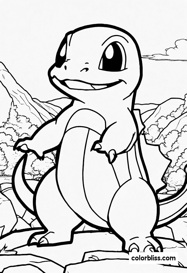 Charmander in the Mountain Landscape