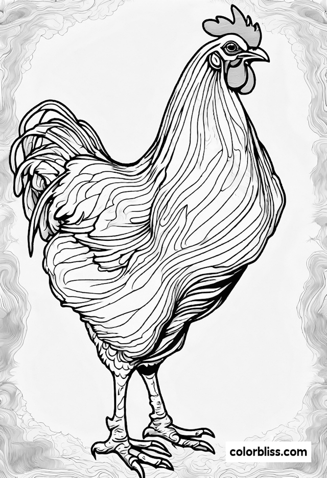 Majestic Rooster Coloring Page