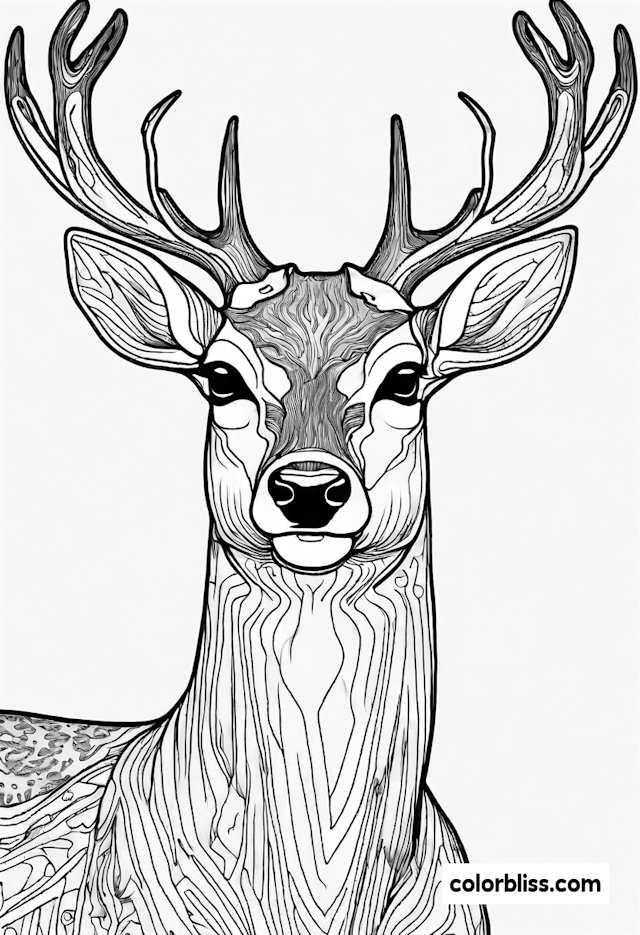 Majestic Deer in the Wild Coloring Page