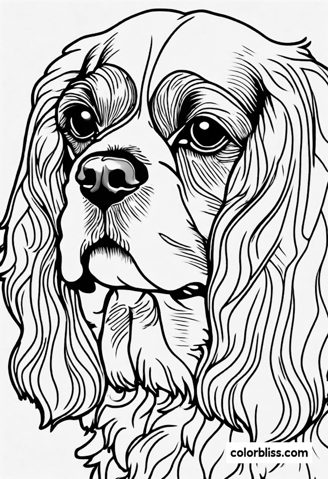 Cavalier King Charles Spaniel Portrait Coloring Page