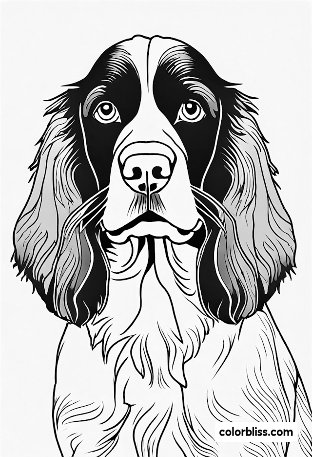 Springer Spaniel Portrait Coloring Page