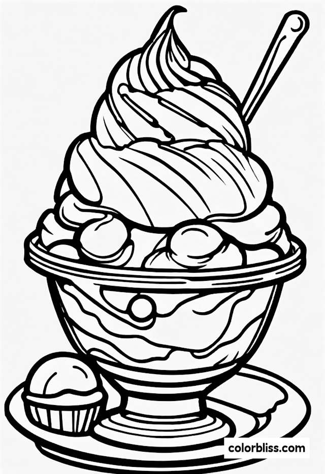 Delicious Ice Cream Sundae Coloring Page