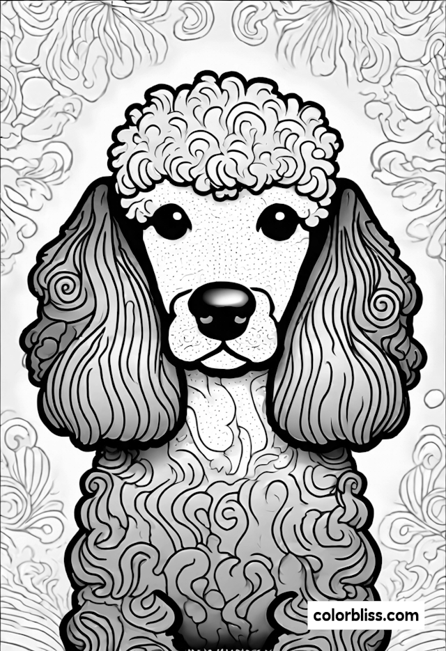 Adorable Poodle Coloring Page