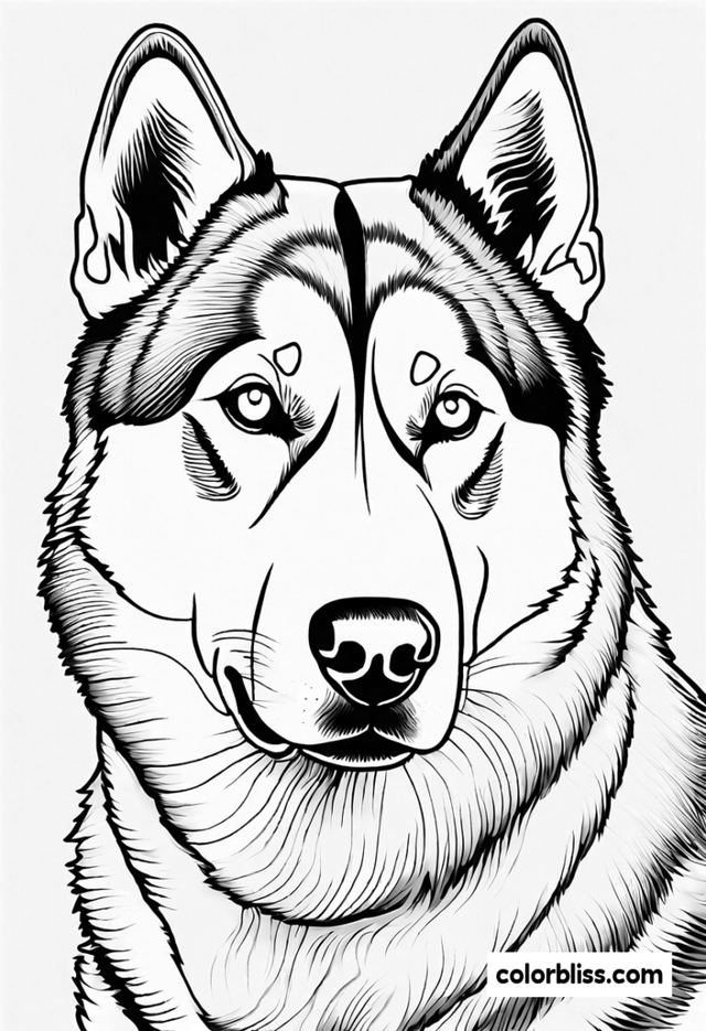Detailed Siberian Husky Coloring Page | ColorBliss