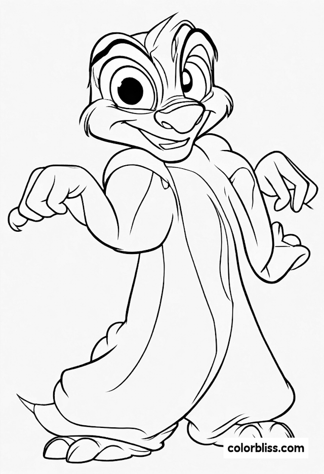 Timon in a Playful Pose Coloring Page