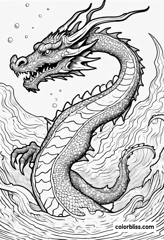 Majestic Sea Serpent Coloring Page