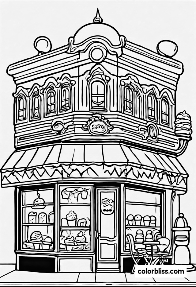 Delightful Bakery Shop Coloring Page