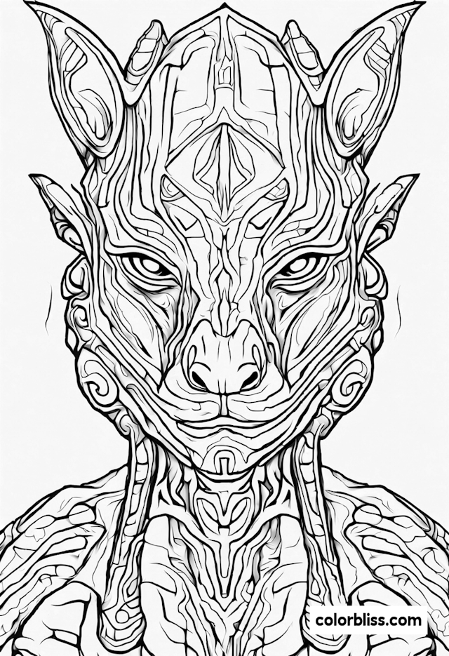 Mystical Feline Guardian Coloring Page