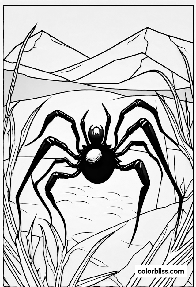 Spider by the Lake Coloring Page