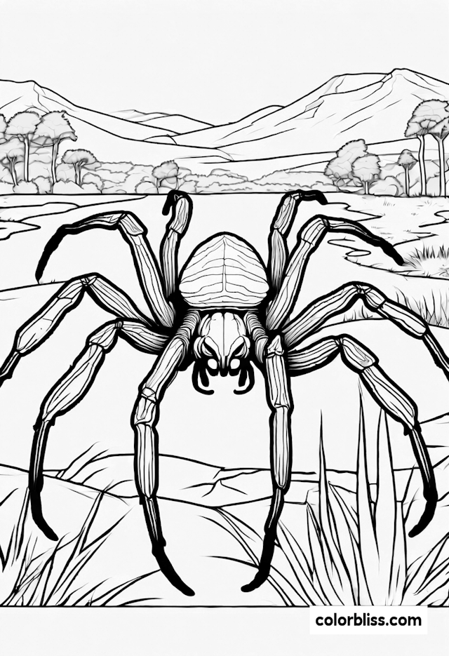 Tarantula in the Wild Coloring Page