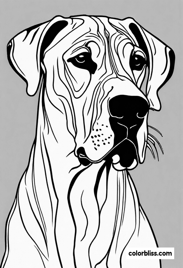 Gentle Giant Great Dane Coloring Page | ColorBliss