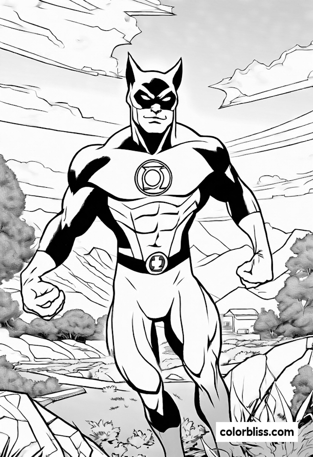 Green Lantern on a Heroic Adventure Coloring Page