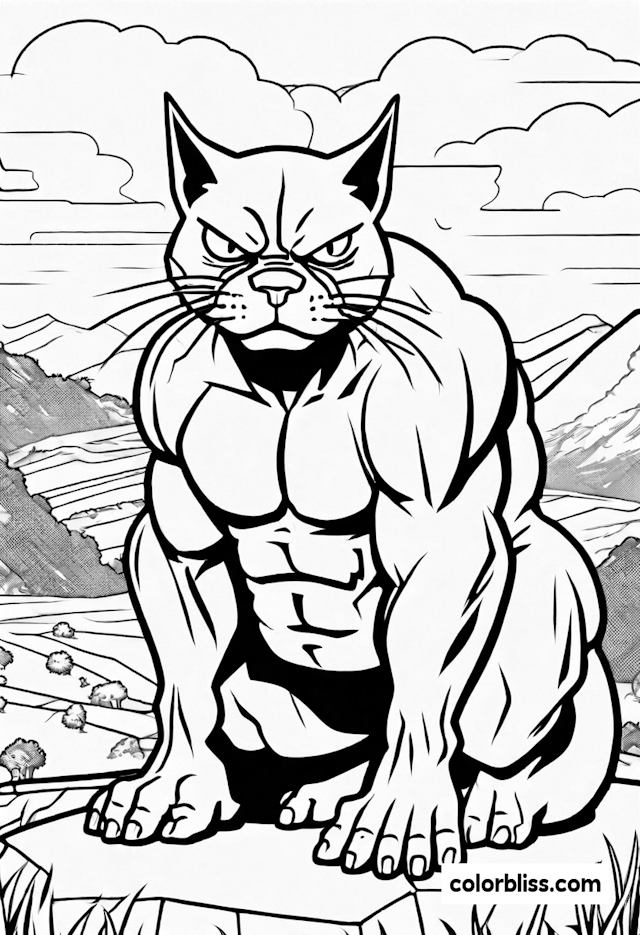 Majestic Muscular Cat on the Mountain