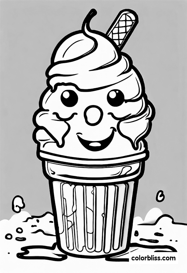 Happy Ice Cream Cone Coloring Fun