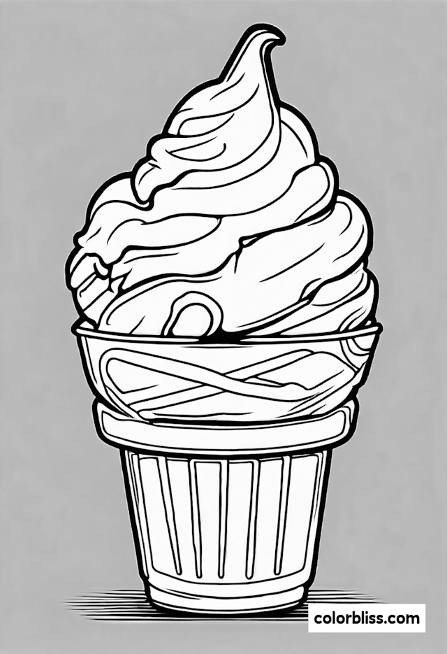 Ice Cream Swirl Delight Coloring Page