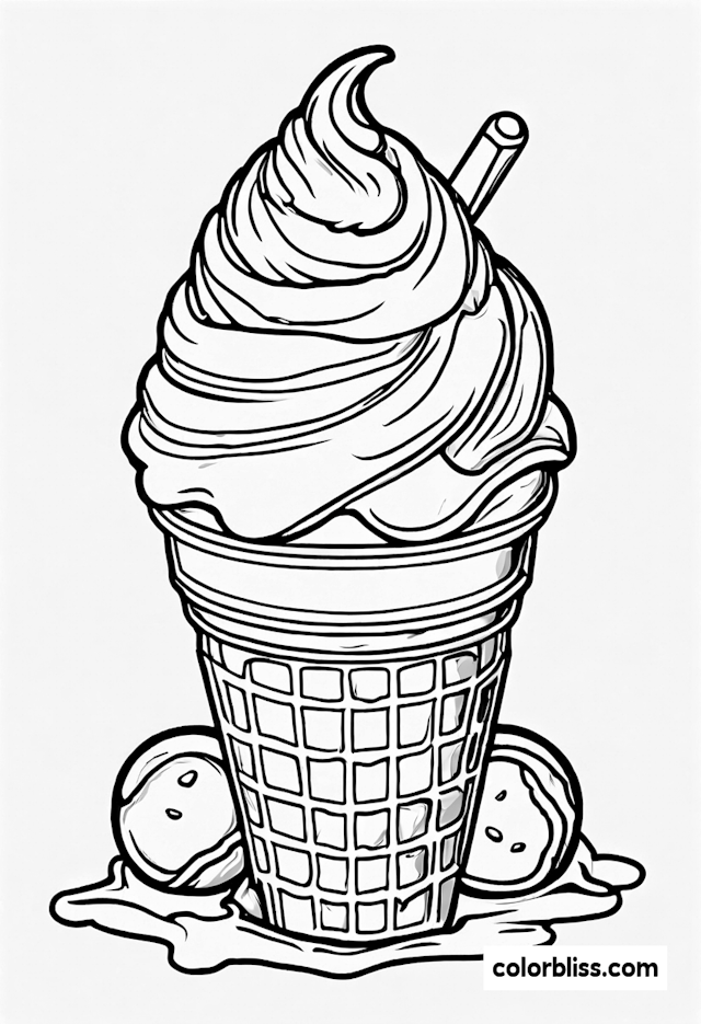 Ice Cream Cone Delight Coloring Page