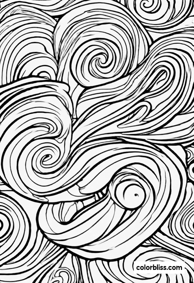 Swirling Waves Coloring Page