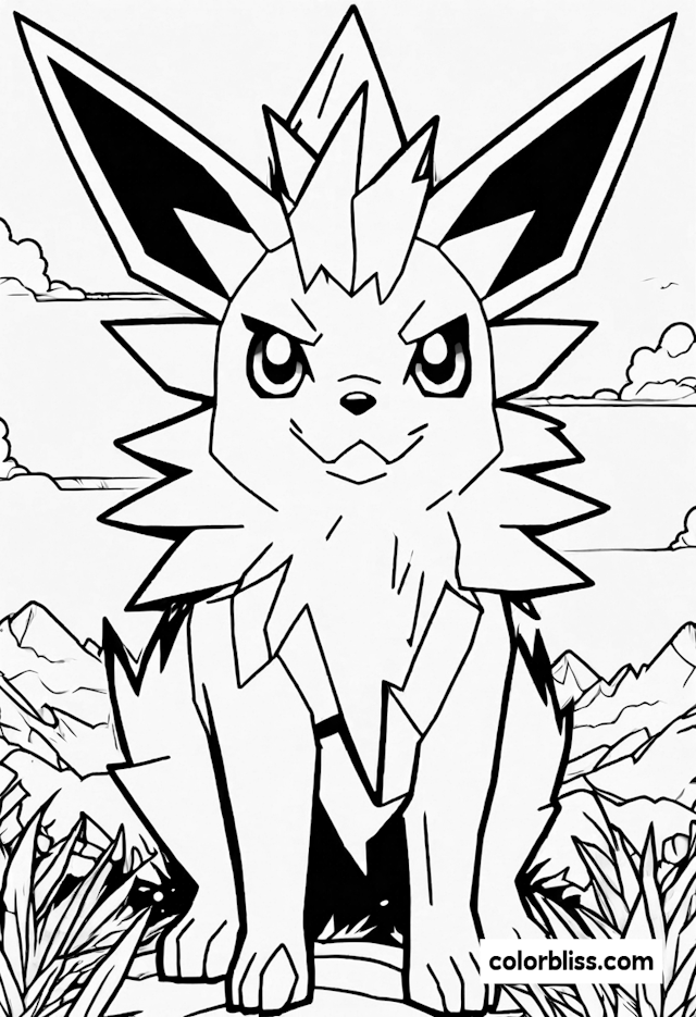 Jolteon in the Mountains Coloring Page