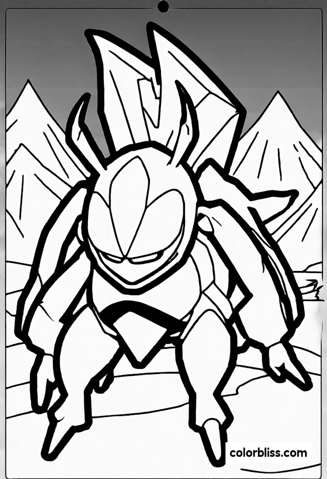 Buzzwole in the Mountains Coloring Page