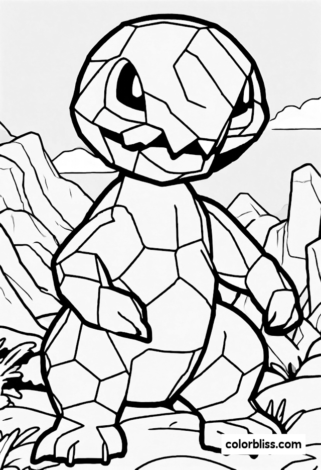 Rockruff in a Rocky Landscape Coloring Page