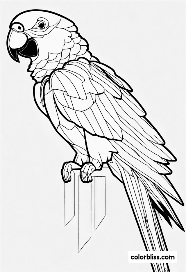 Parrot on Perch Coloring Page