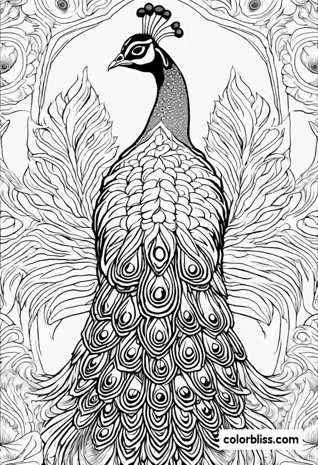 Majestic Peacock’s Feathers Coloring Page