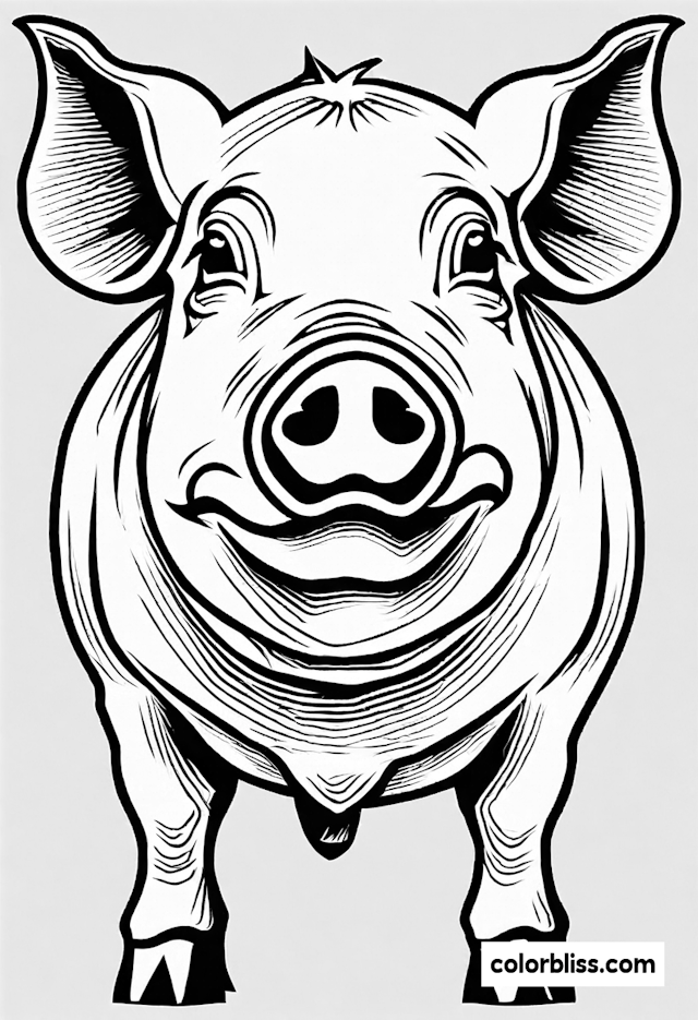 Friendly Pig Coloring Page