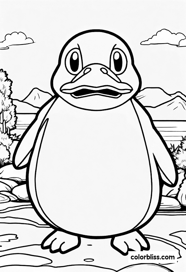 Psyduck by the Lake Coloring Page