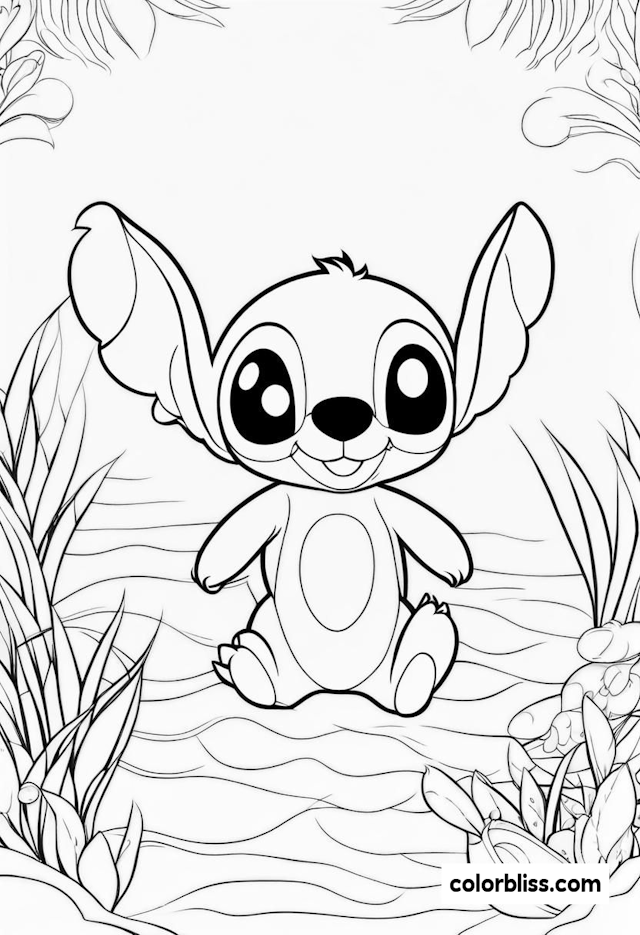 Stitch’s Tropical Adventure Coloring Page