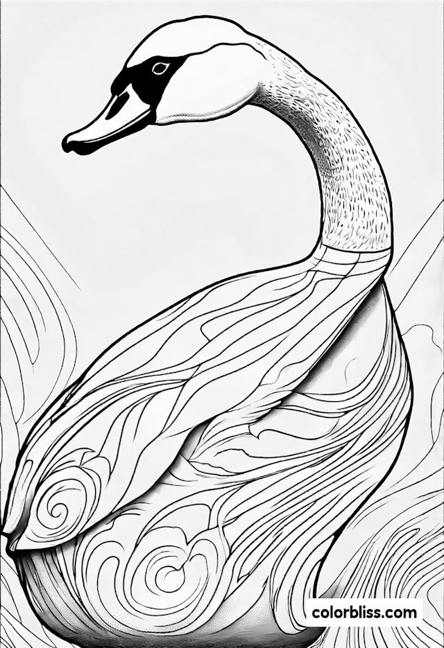 Elegant Swan Coloring Page