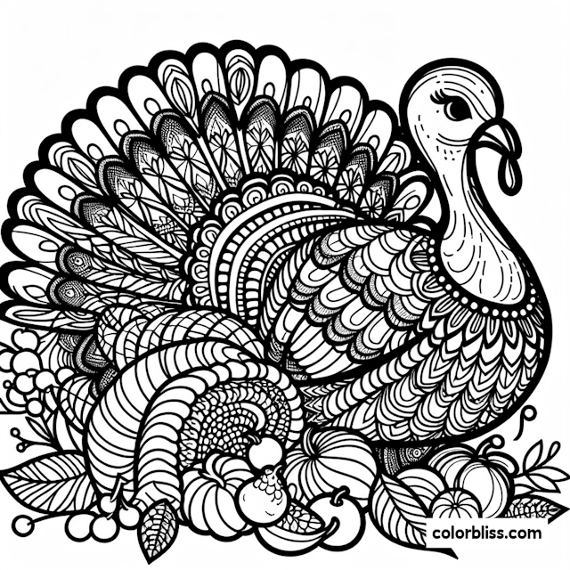 Thanksgiving Turkey and Harvest Scene