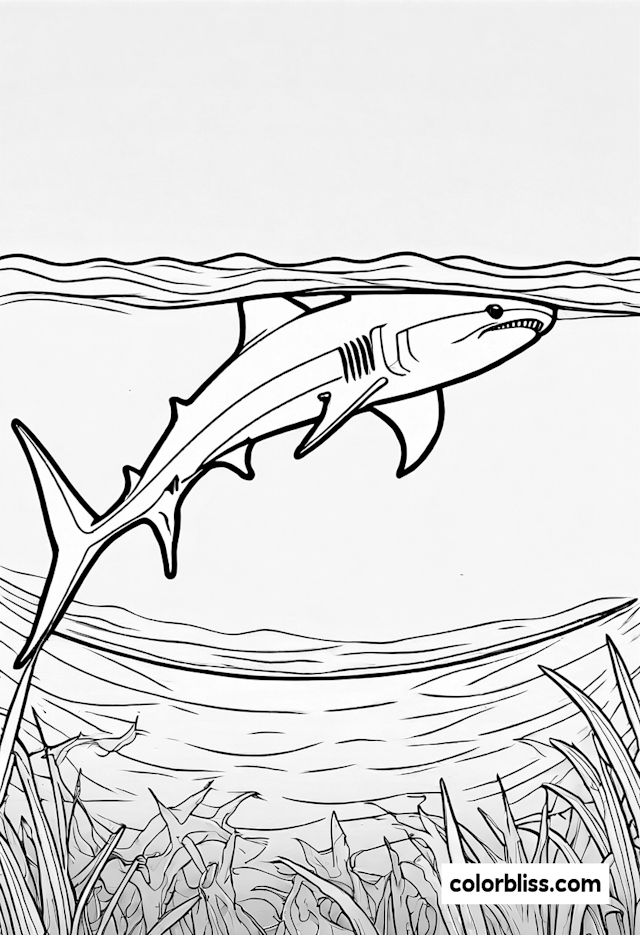 Great White Shark’s Ocean Adventure Coloring Page