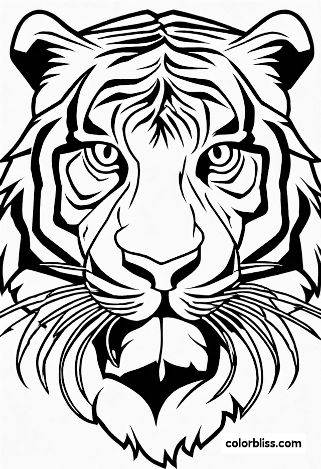 Tiger’s Majestic Gaze Coloring Page