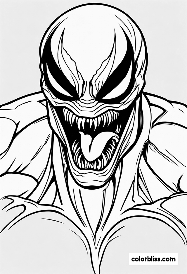 Venom’s Monstrous Grin Coloring Page