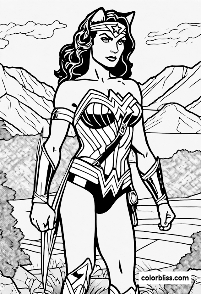 Wonder Woman: Fierce and Fearless Coloring Page