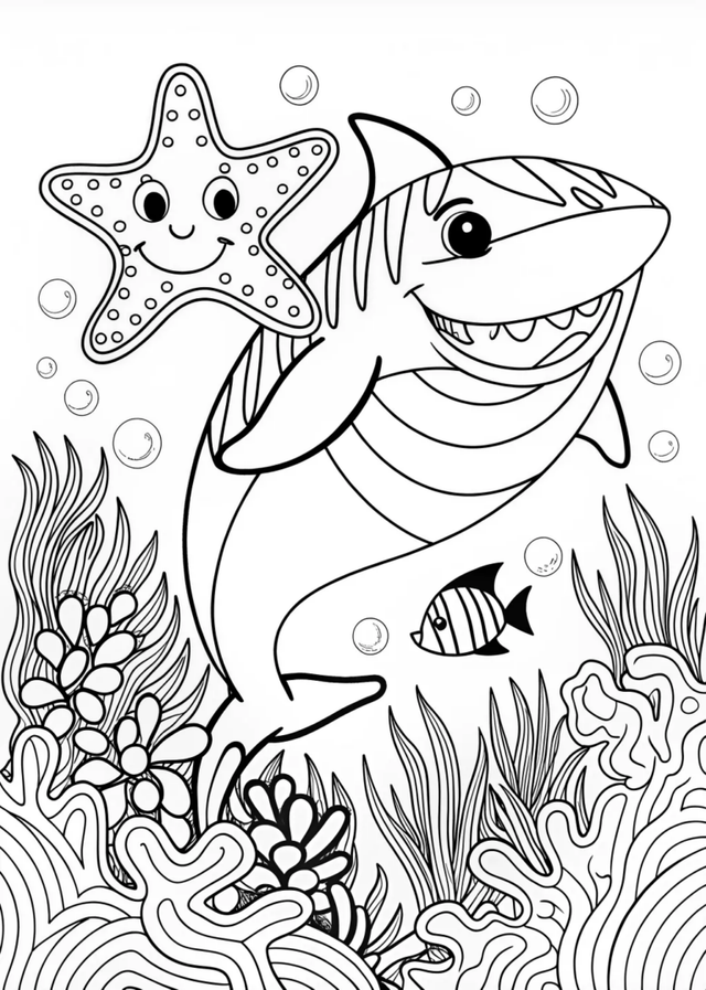 coloring page under the sea