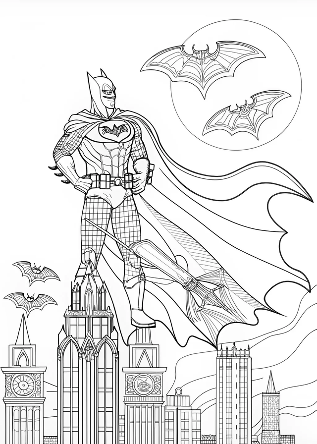 Batman in Action: Coloring Page