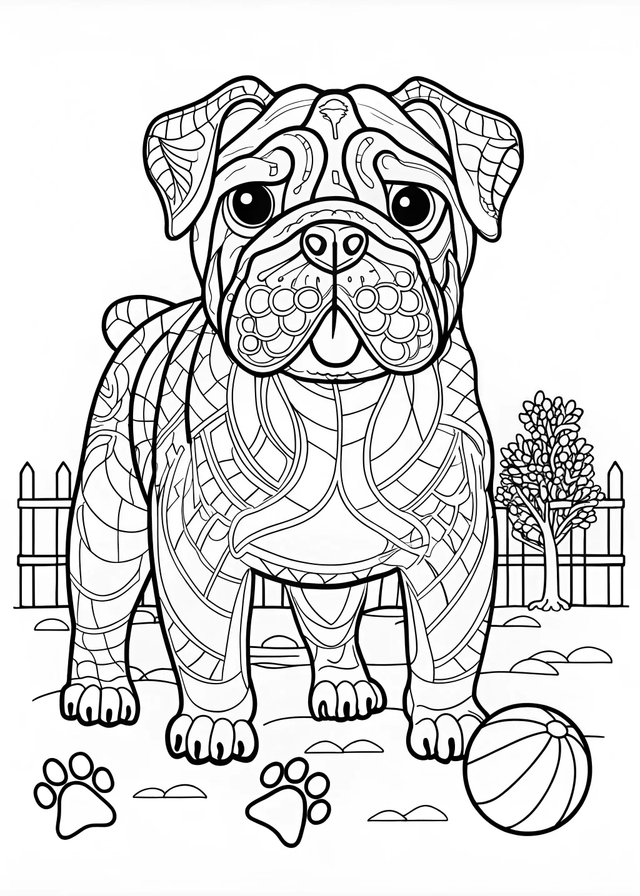 Bulldog Buddy Coloring Page