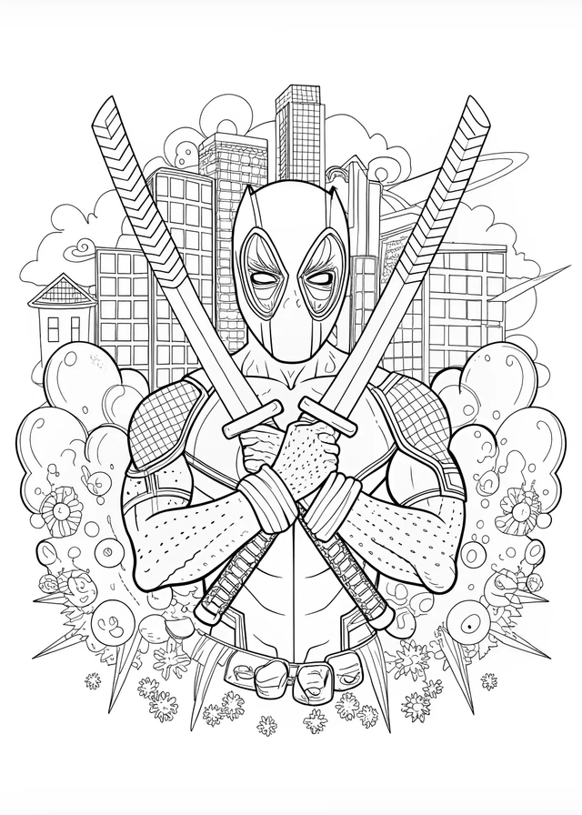 Deadpool: The Ultimate Anti-Hero Coloring Page