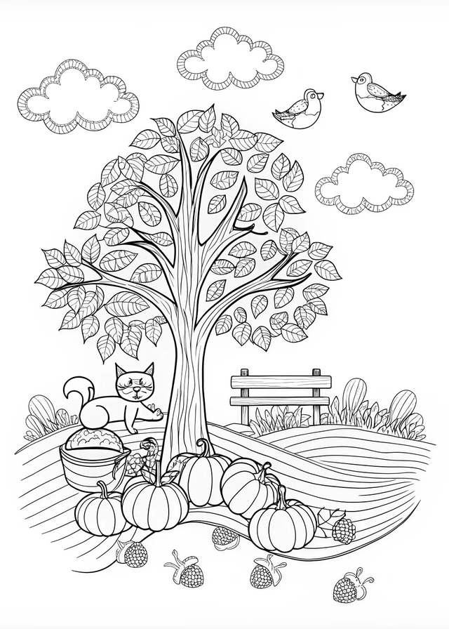 Autumn Leaves Coloring Page